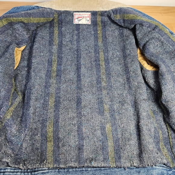 Vintage Lee Storm Rider Denim Jacket Blanket Lined Corduroy Collar Medium - Picture 9 of 13